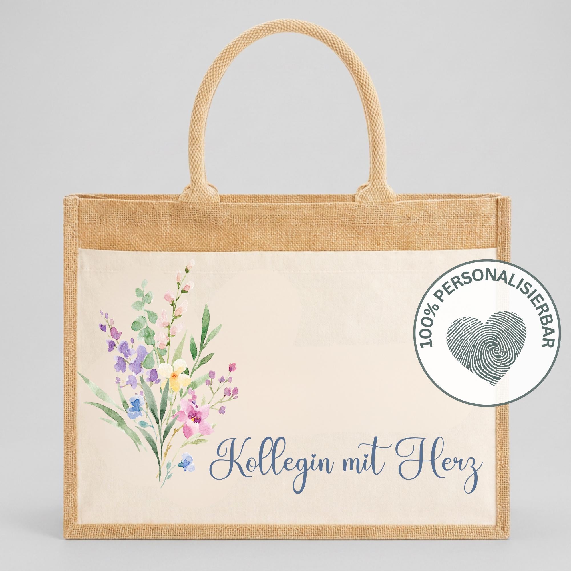 Personalisierte Jutetasche - Blume 3