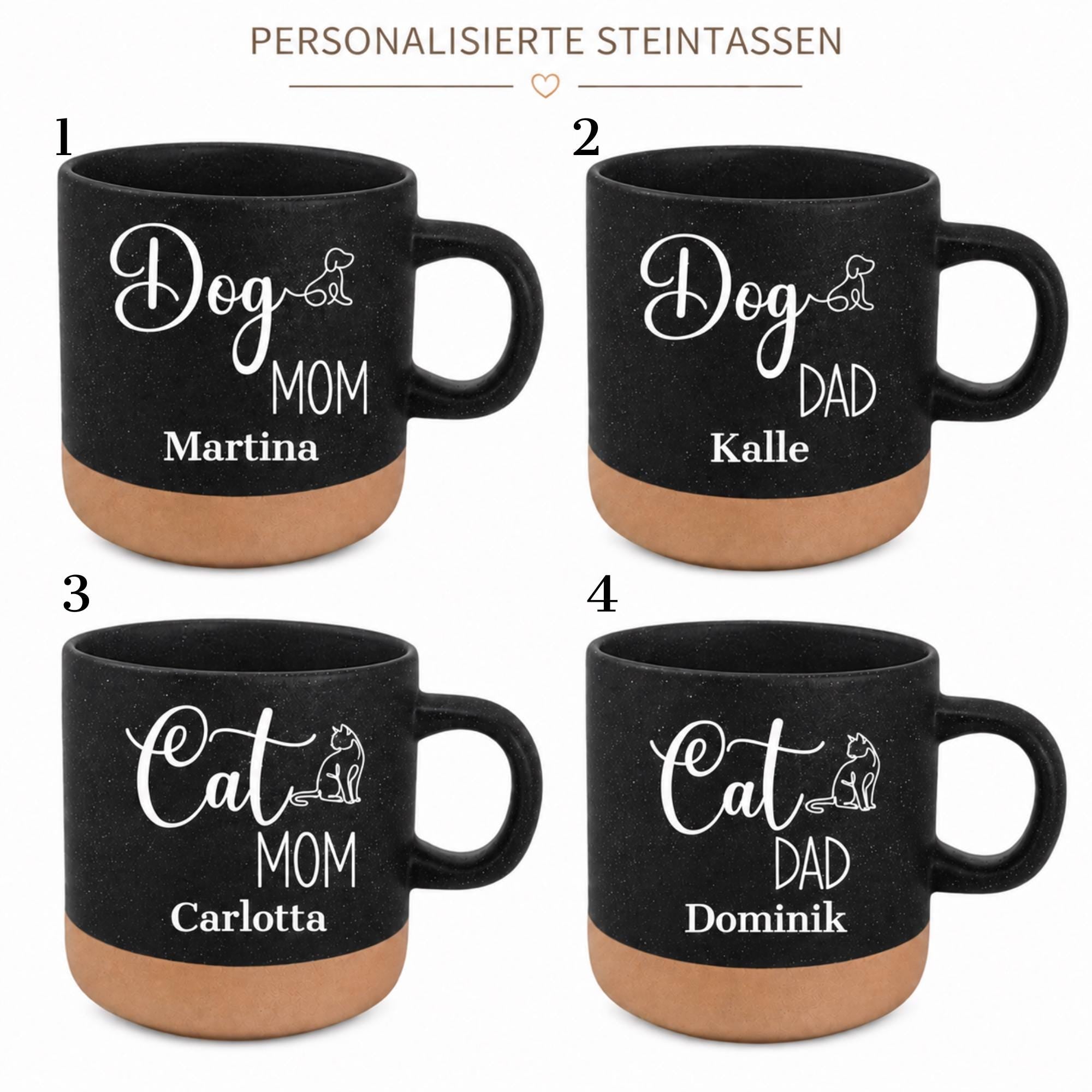 Personalisierte Tasse mit Namen, Keramiktasse, Naturstein-Optik, Geschenk für jeden Anlass, Dog/Cat