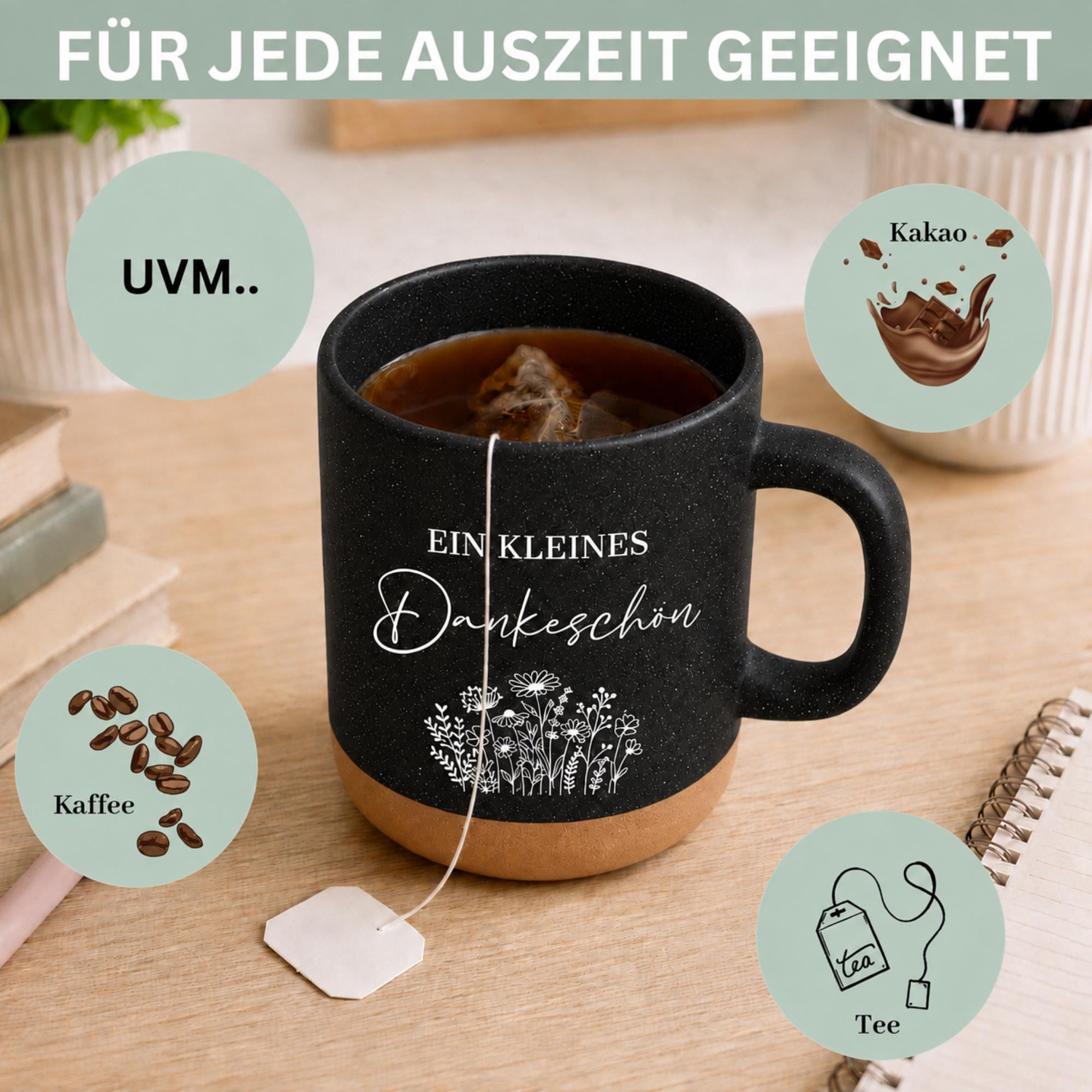 Personalisierte Tasse mit Namen, Keramiktasse, Naturstein-Optik, Geschenk für jeden Anlass, Lehrer, Abschied, Danke,