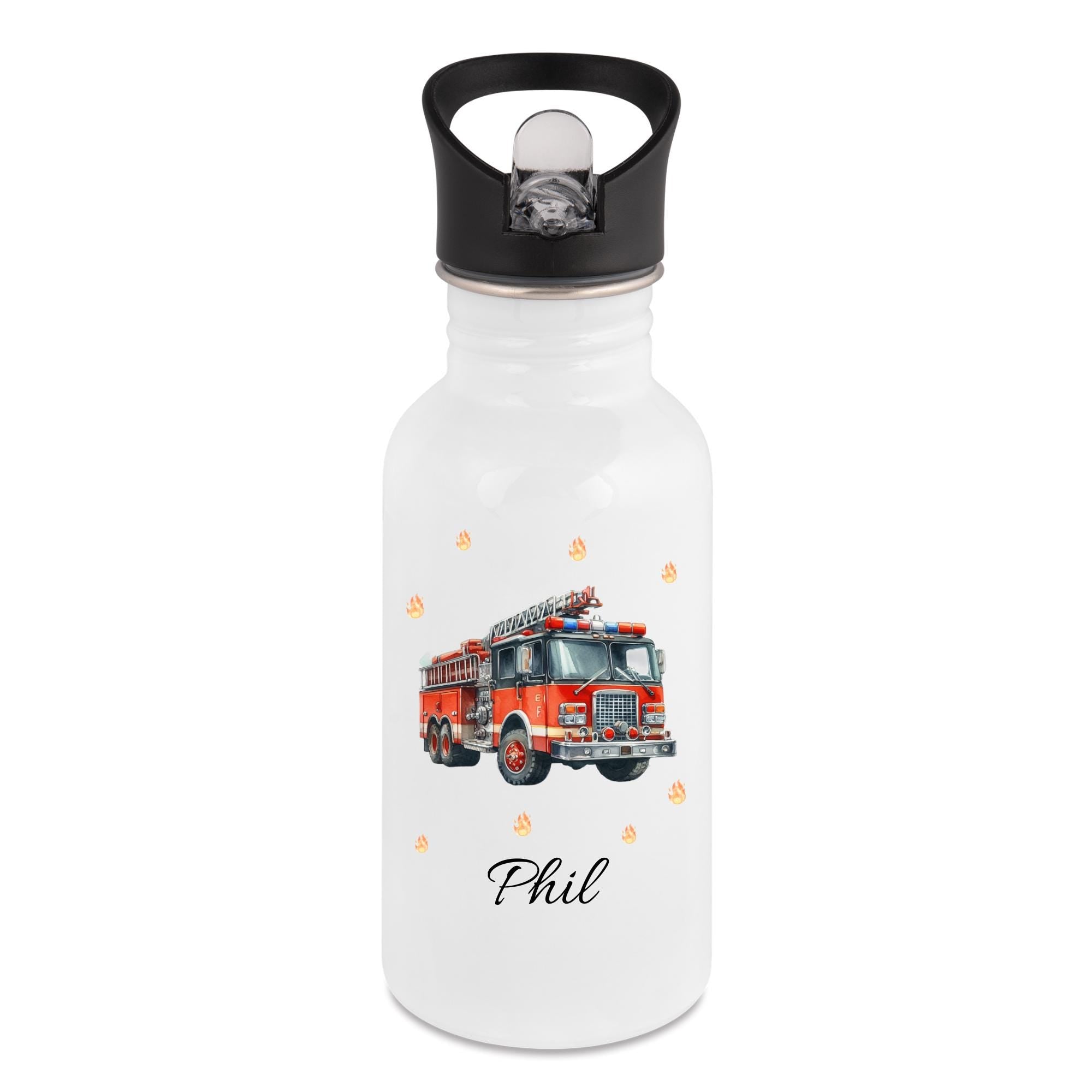 Personalisierte Trinkflasche für Kinder, Flasche mit Namen und Motiv, Geschenk für Junge und Mädchen
