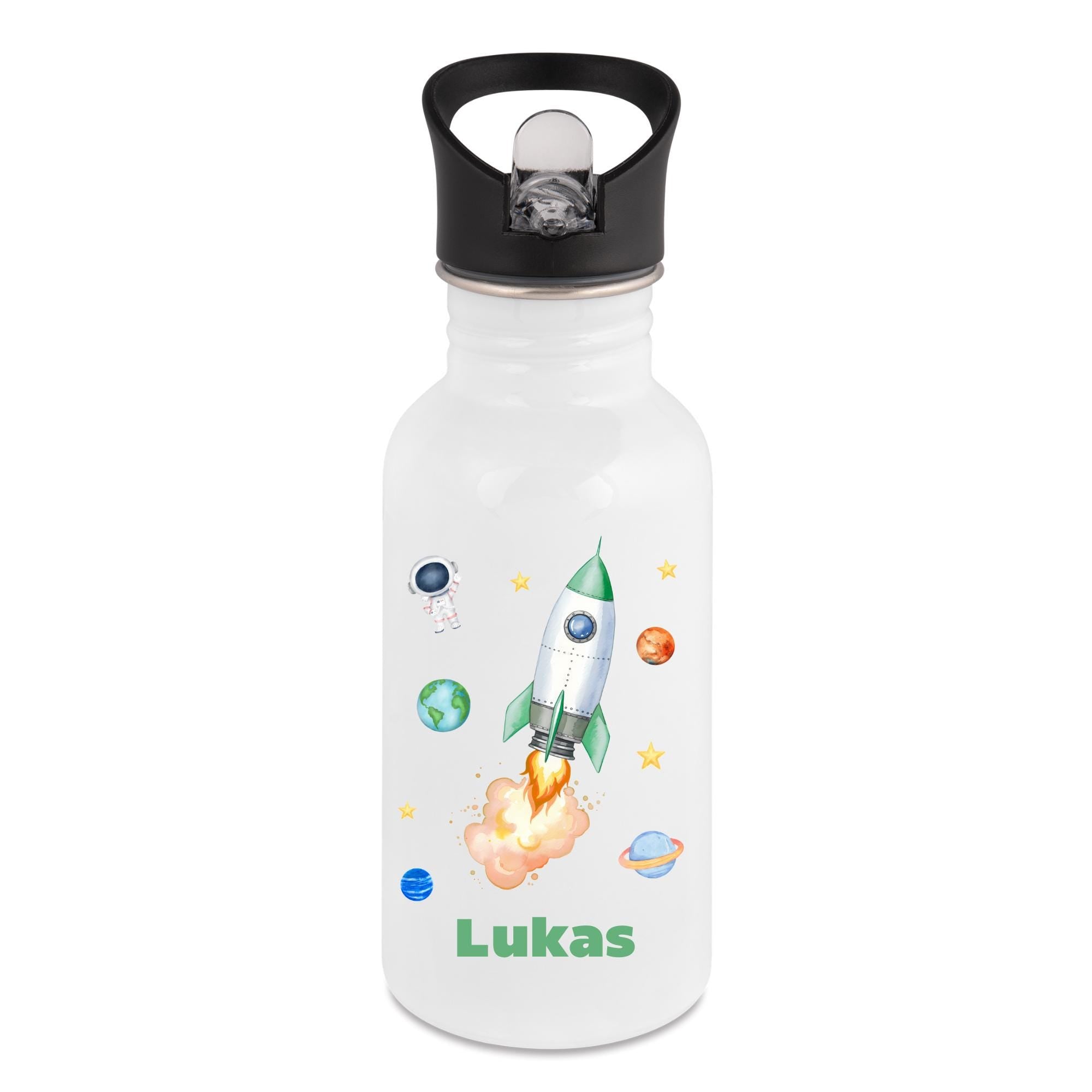 Personalisierte Trinkflasche für Kinder, Flasche mit Namen und Motiv, Geschenk für Junge und Mädchen