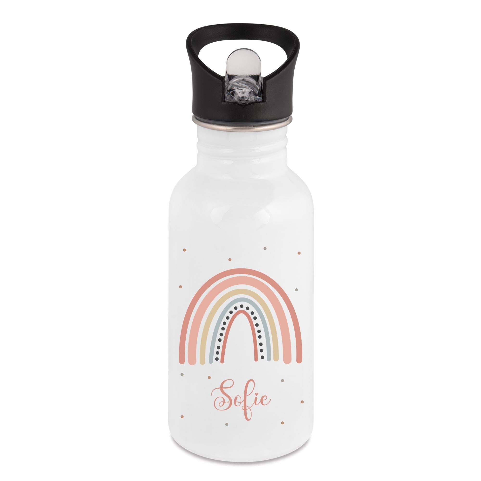 Personalisierte Trinkflasche für Kinder, Flasche mit Namen und Motiv, Geschenk für Junge und Mädchen