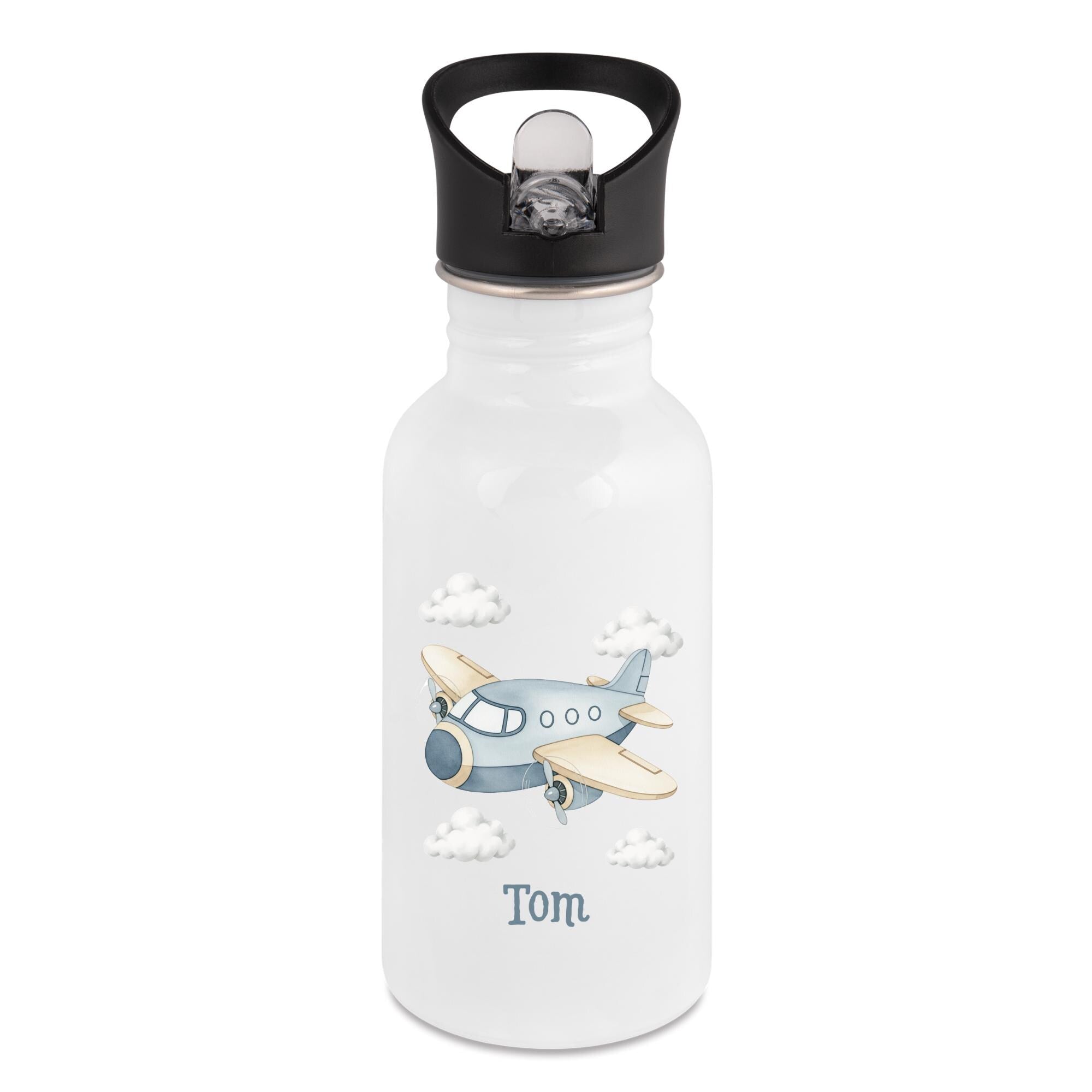 Personalisierte Trinkflasche für Kinder, Flasche mit Namen und Motiv, Geschenk für Junge und Mädchen