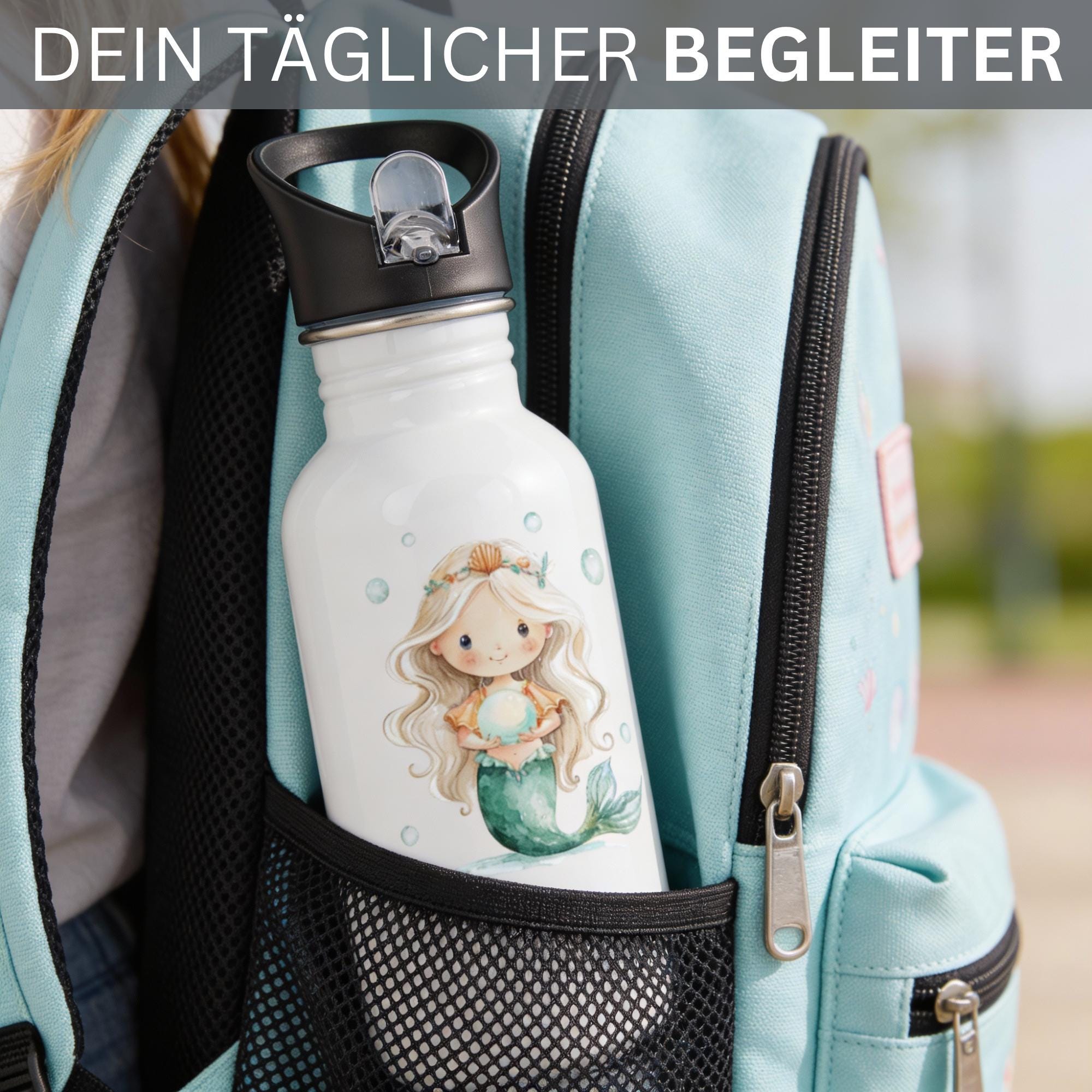 Personalisierte Trinkflasche für Kinder, Flasche mit Namen und Motiv, Geschenk für Junge und Mädchen