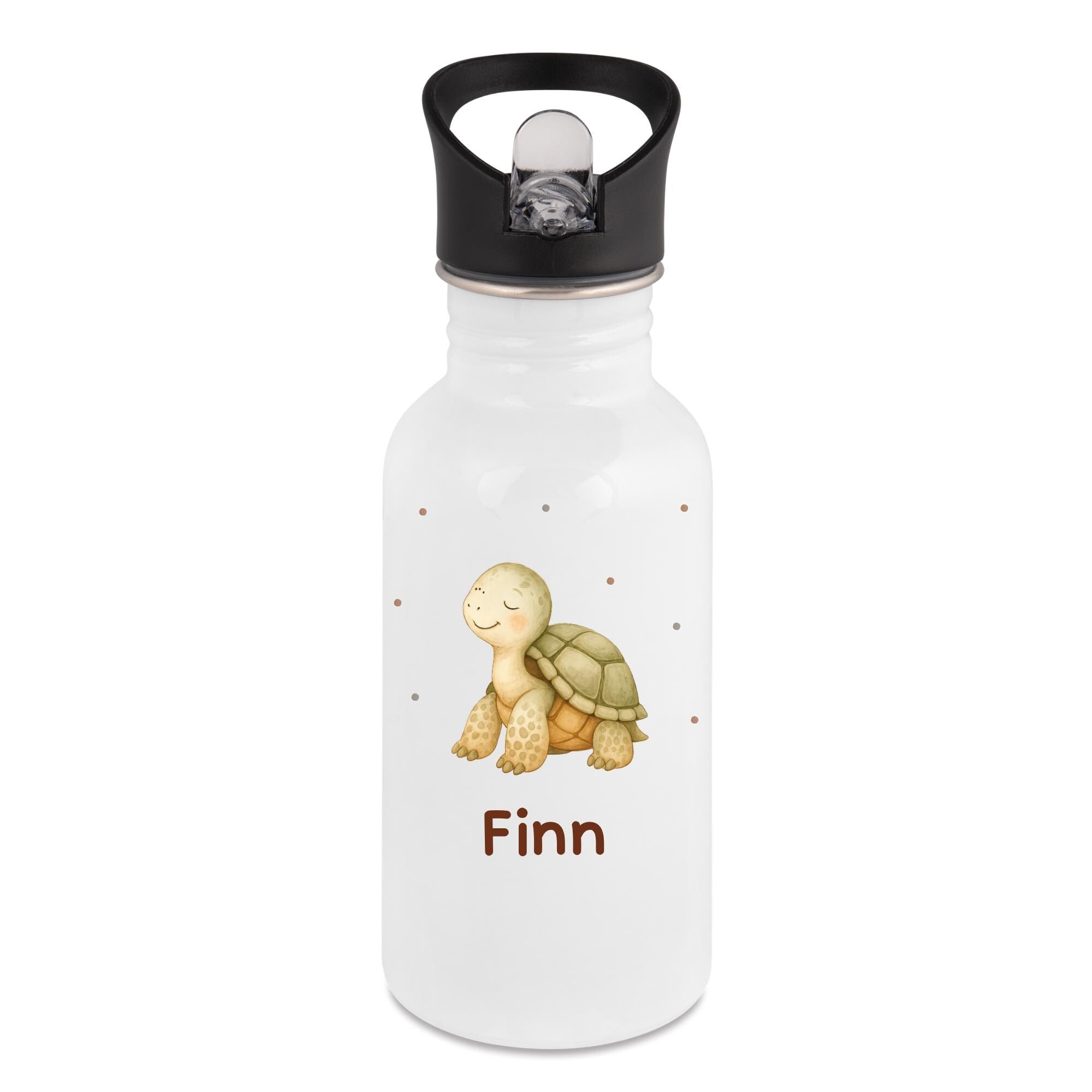 Personalisierte Trinkflasche für Kinder, Flasche mit Namen und Tiermotiv, Geschenk für Junge und Mädchen