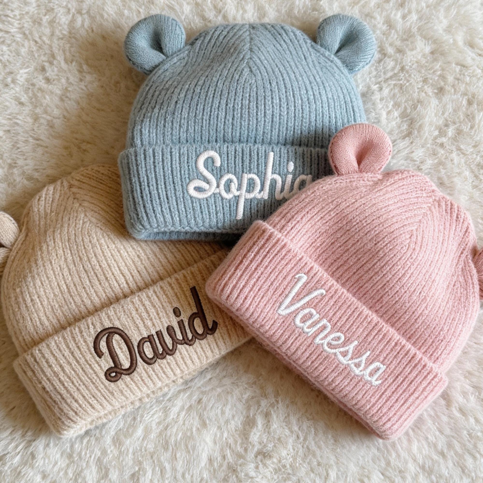 Personalisierte Babymütze mit Stick, Mütze mit Namen, bestickte Kuschelmütze für die Kleinsten, Geschenk für Junge und Mädchen