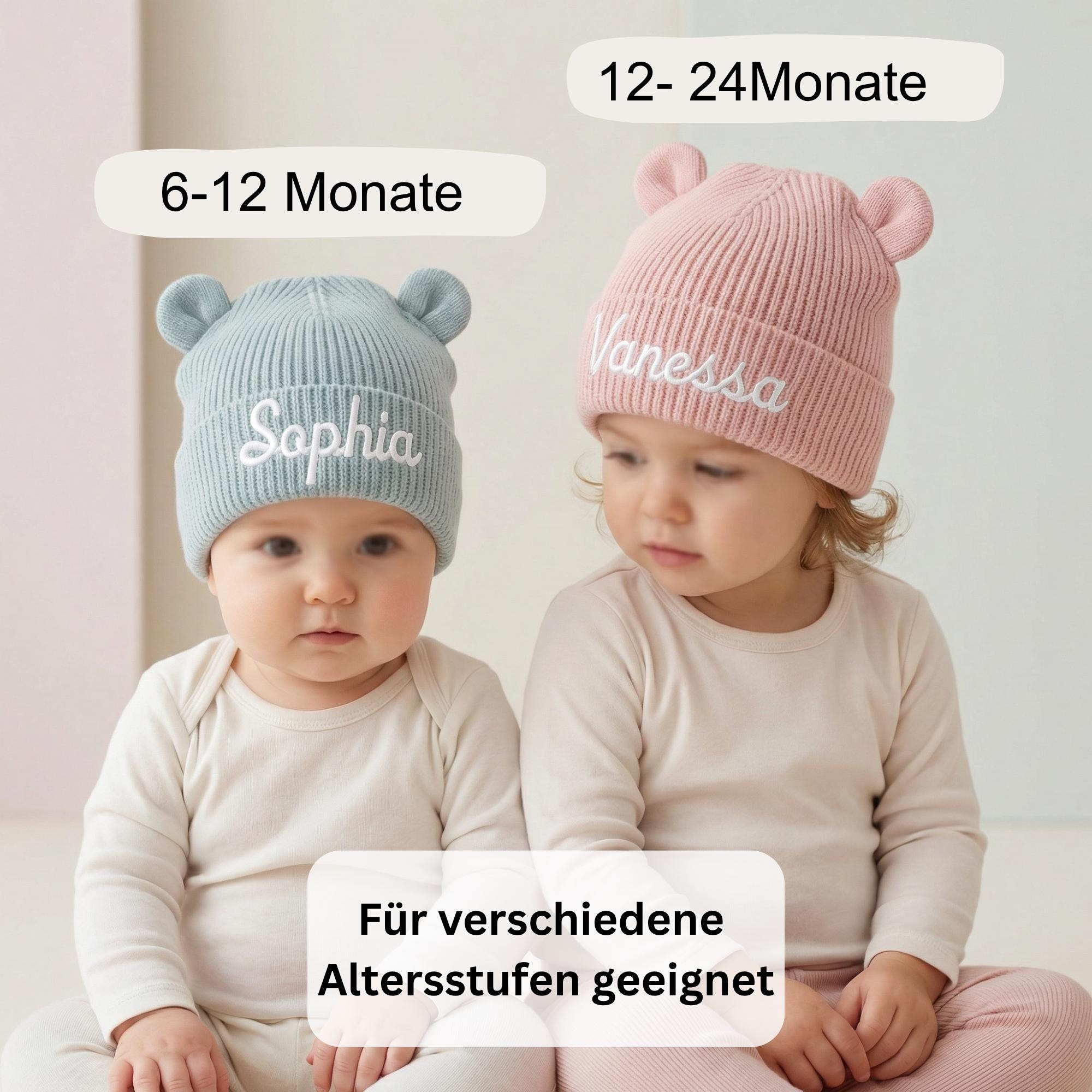 Personalisierte Babymütze mit Stick, Mütze mit Namen, bestickte Kuschelmütze für die Kleinsten, Geschenk für Junge und Mädchen