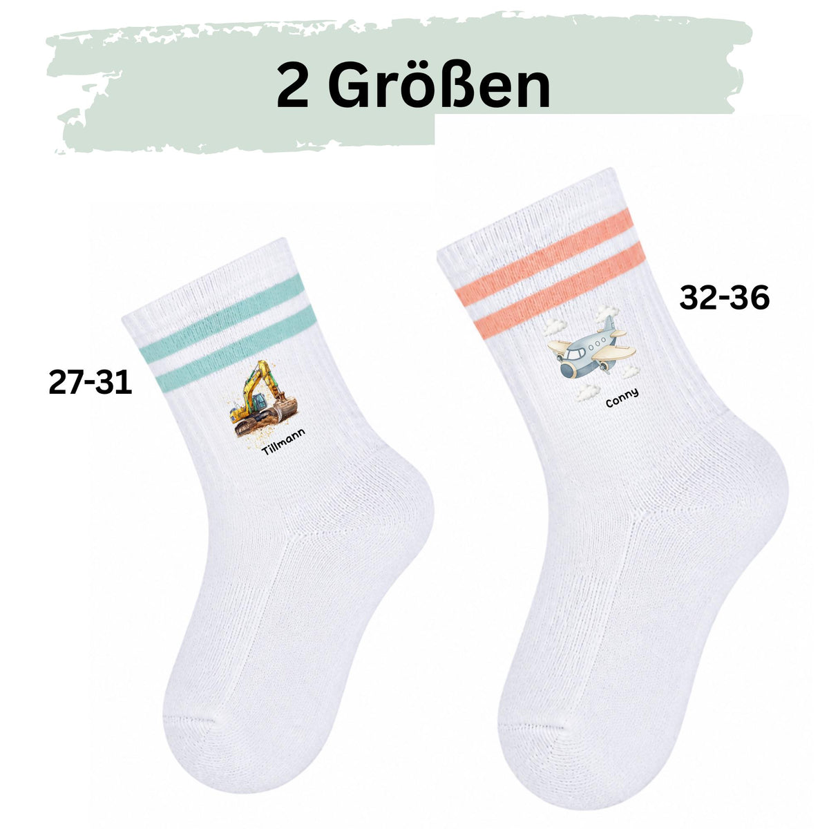 Personalisierte Socken mit Namen und Kindermotiven, Kindersocken für Jungen & Mädchen, 15 Kindermotive zur Auswahl, individuelles Geschenk
