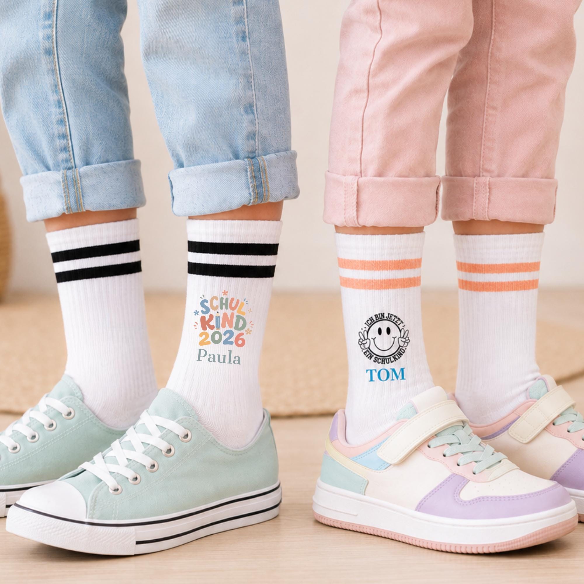Schulkind Socken personalisiert mit Namen, Socken Einschulung 2026, Geschenk Schulanfang, Schultüte, Kindersocken Jungen Mädchen