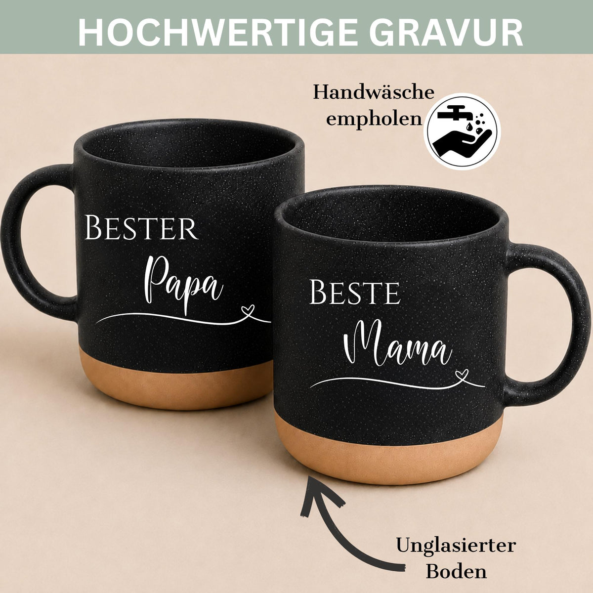 Personalisierte Tasse mit Naturstein-Optik