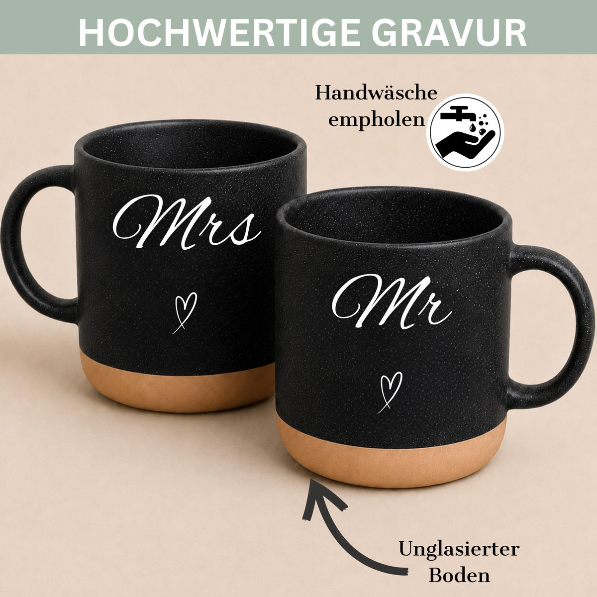 Personalisierte Tasse mit Naturstein-Optik, Hochzeit