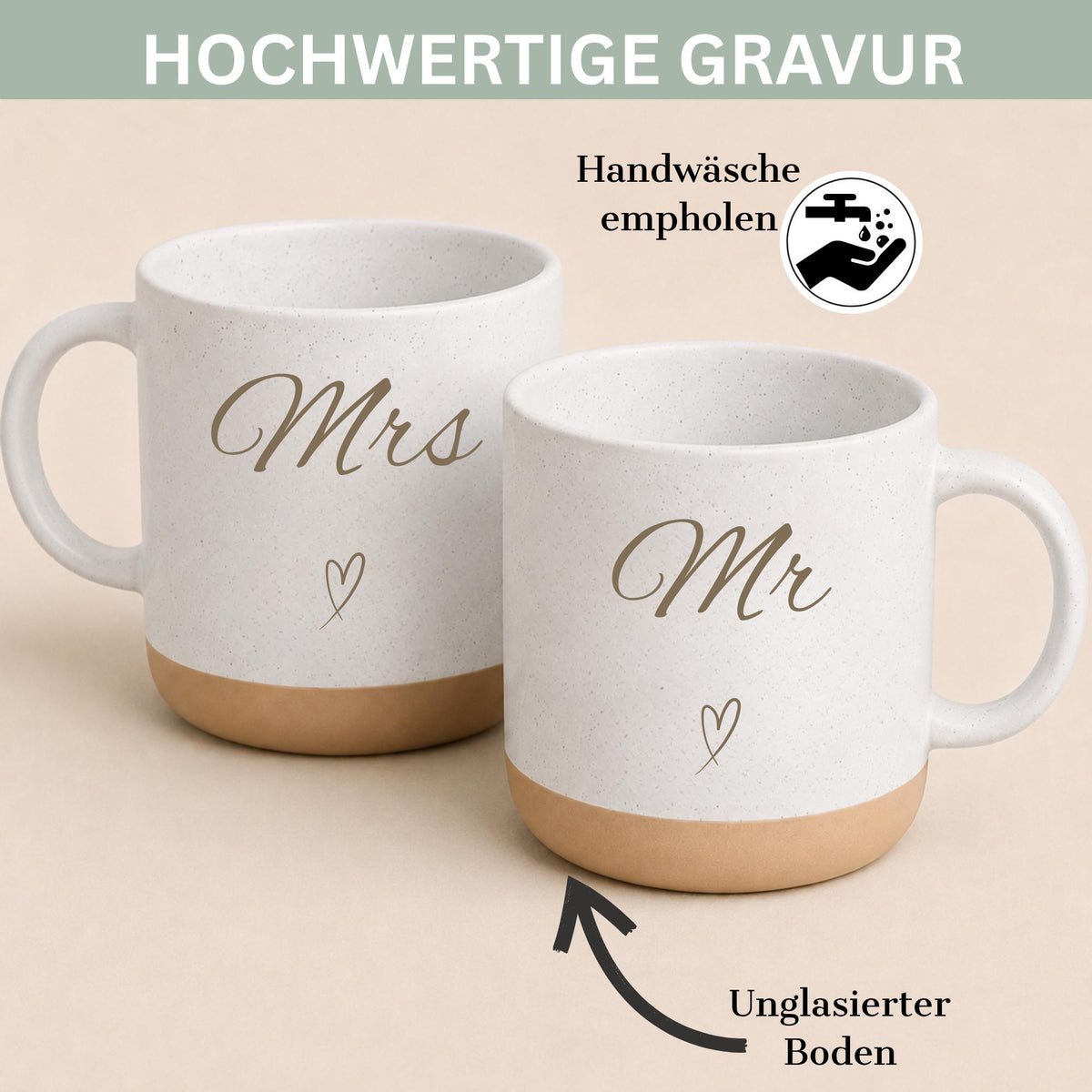 Personalisierte Tasse mit Naturstein-Optik, Hochzeit