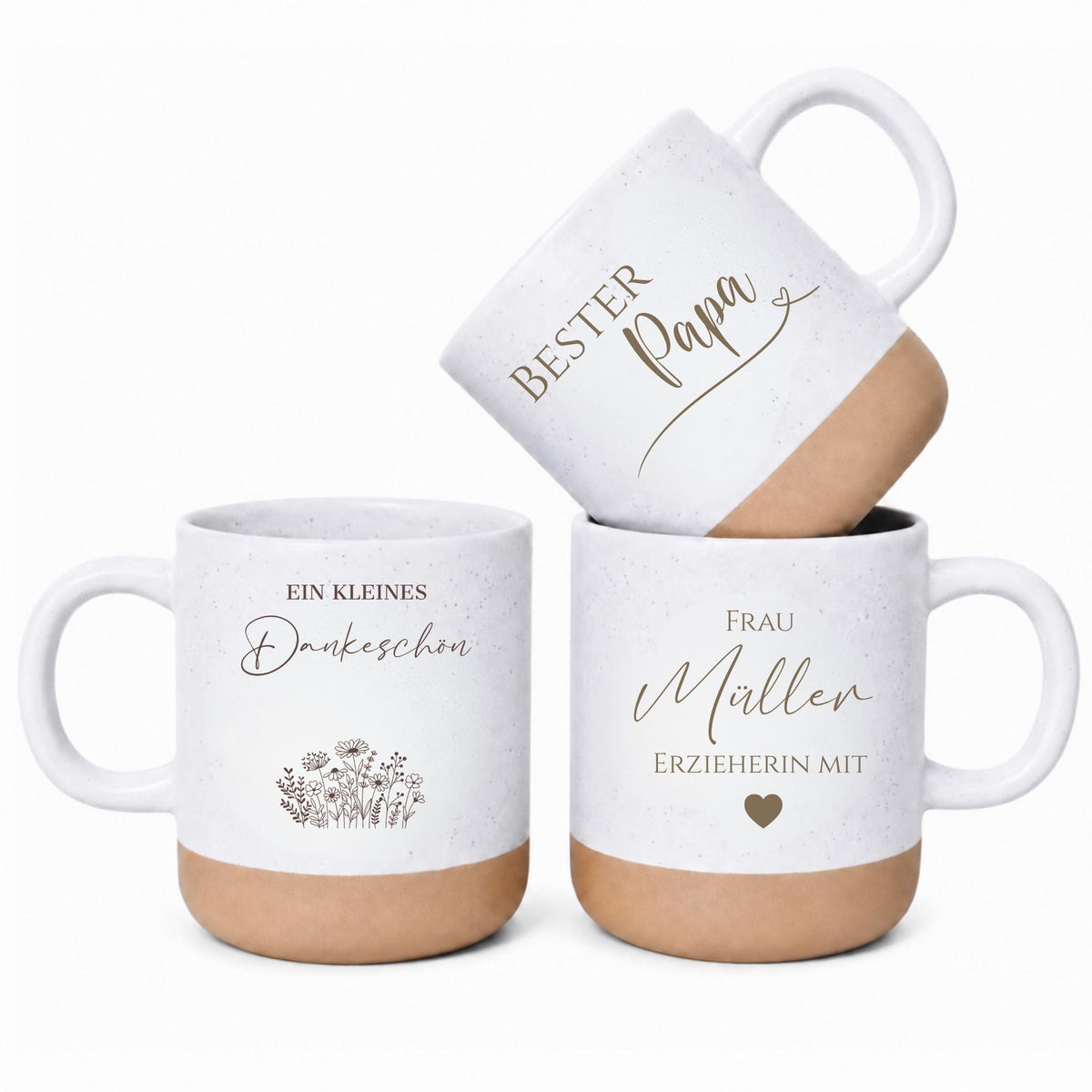 Personalisierte Tasse mit Naturstein-Optik