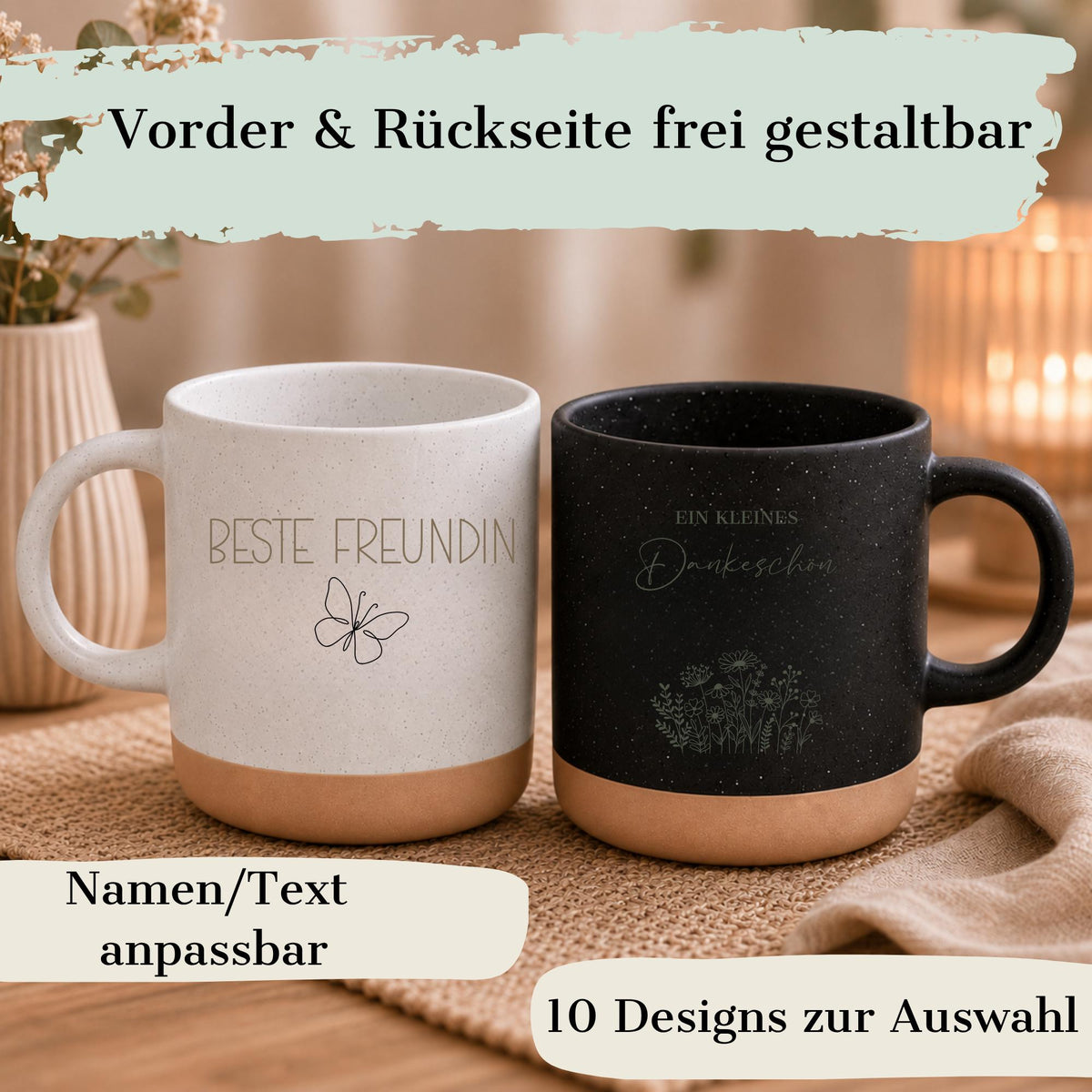 Personalisierte Tasse mit Naturstein-Optik