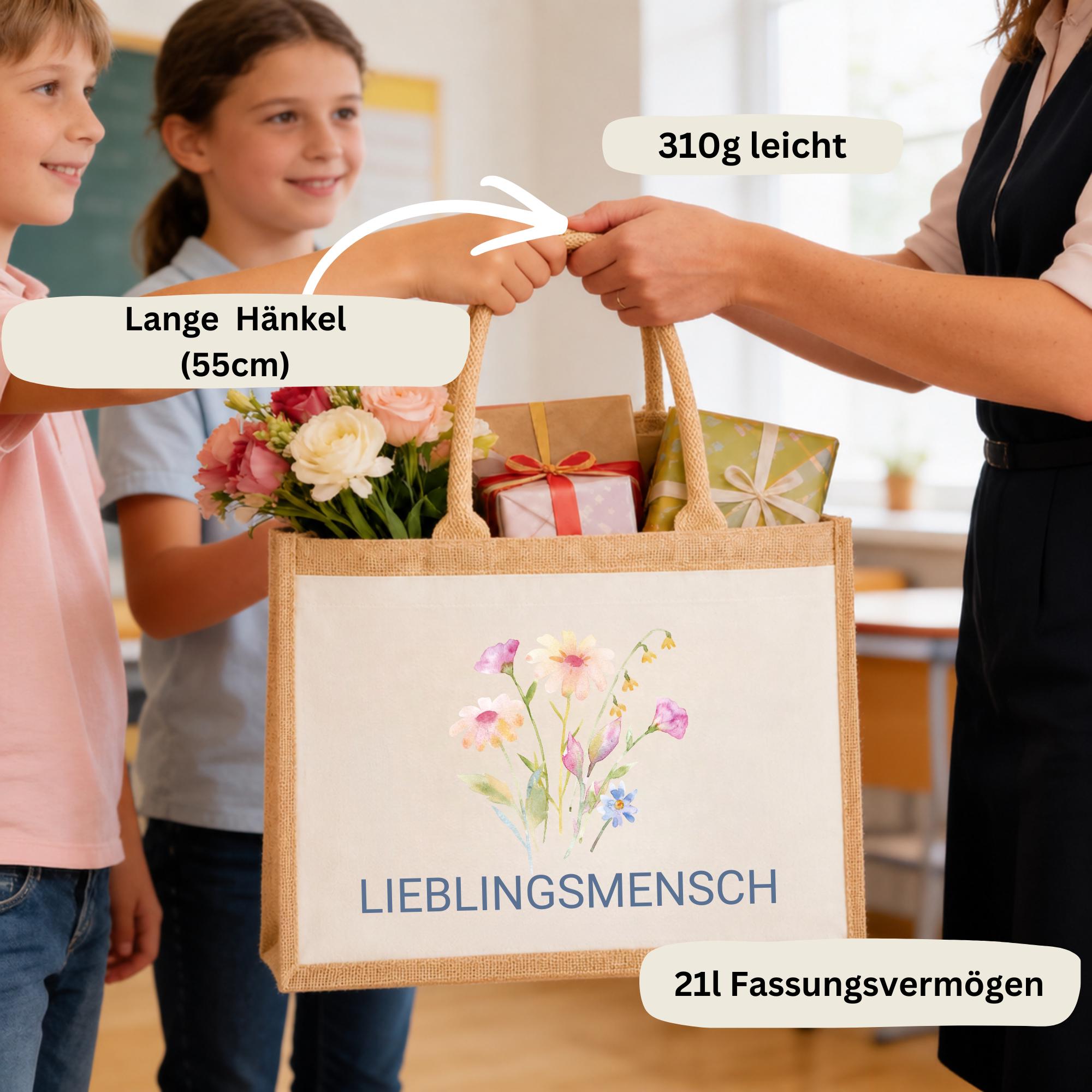 Personalisierte Jutetasche - Blume 2