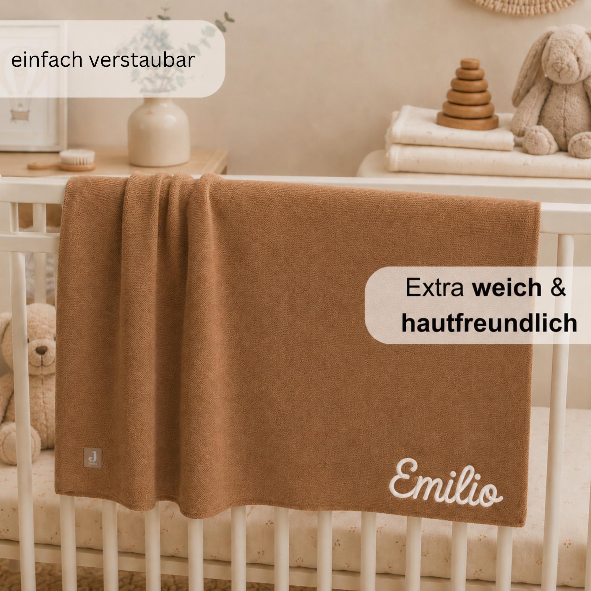 Babydecke von Jollein personalisiert mit Namen, Strickdecke Baby, Geschenk zur Geburt, Taufe, personalisierte Babydecke, Kinderdecke