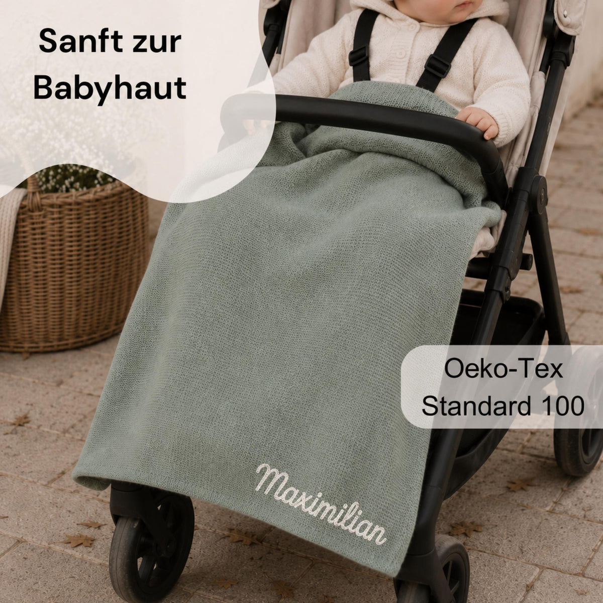 Babydecke von Jollein personalisiert mit Namen, Strickdecke Baby, Geschenk zur Geburt, Taufe, personalisierte Babydecke, Kinderdecke