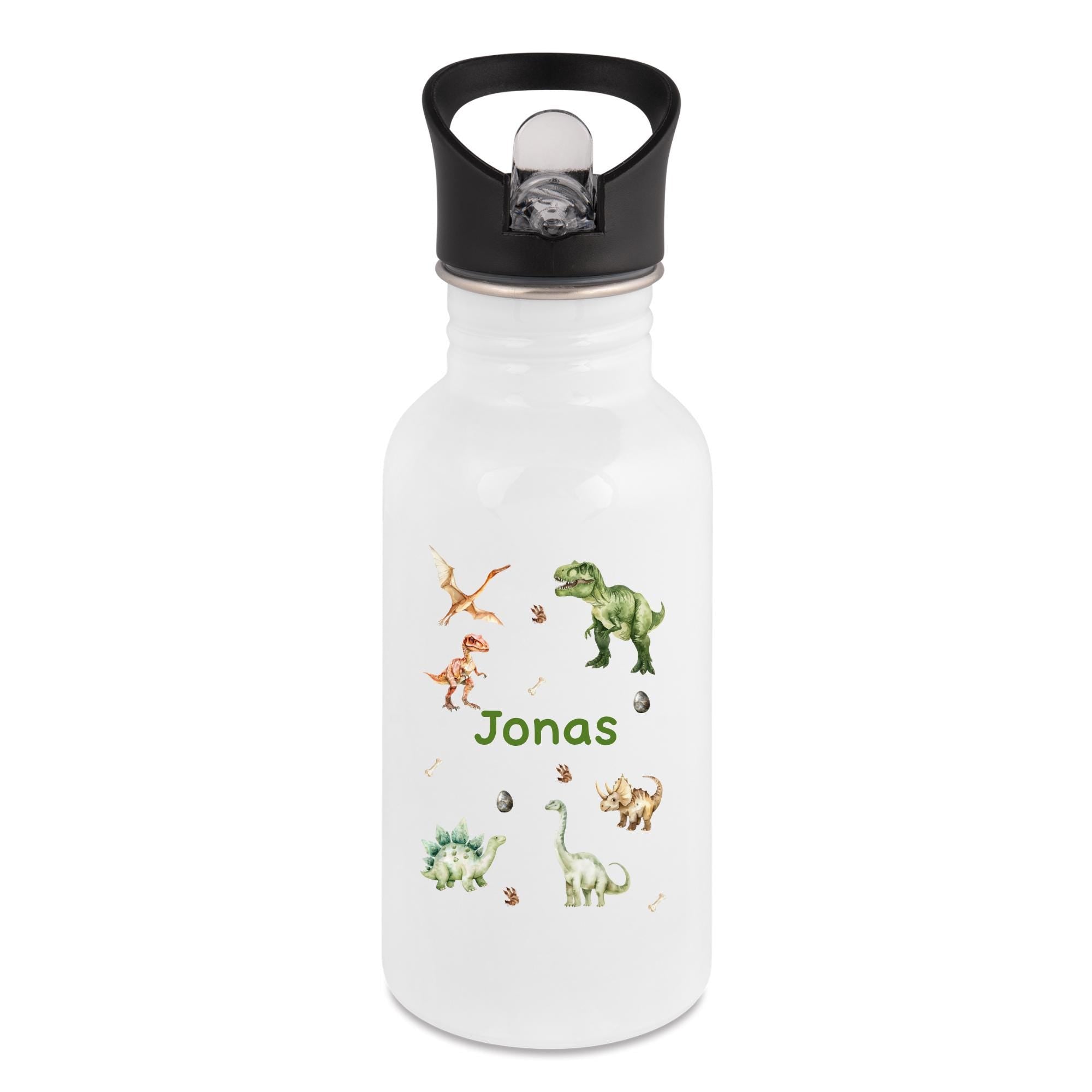 Personalisierte Trinkflasche für Kinder, Flasche mit Namen und Tiermotiv, Geschenk für Junge und Mädchen