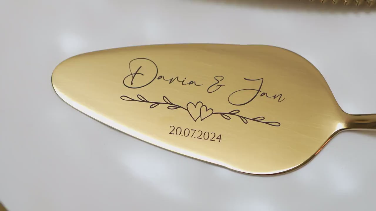 Tortenheber inkl. Tortenmesser im Set mit persönlicher Gravur als Geschenk zur Hochzeit - Jahrestag - Personalisiertes Hochzeitsgeschenk
