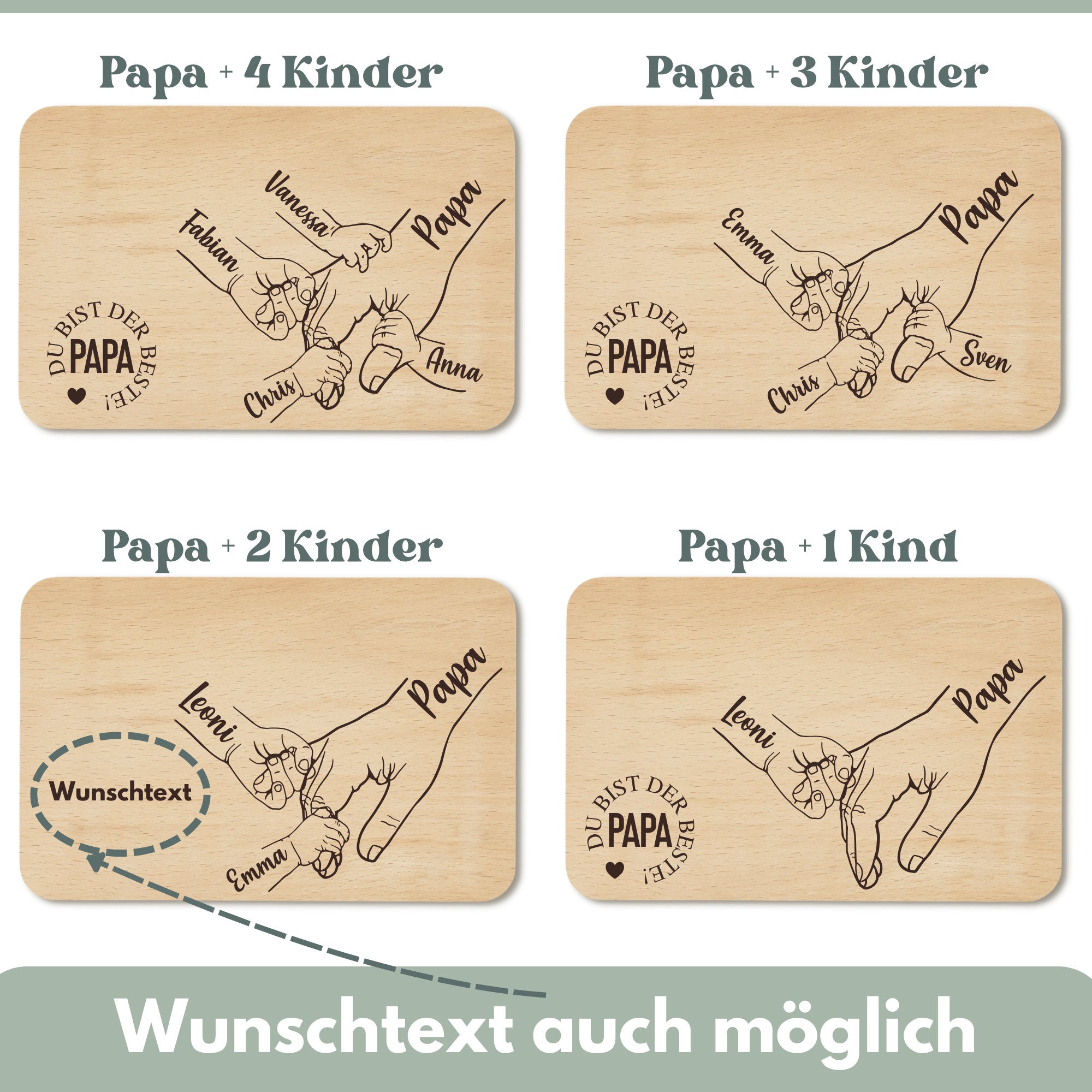 Frühstücksbrett personalisiert für Vatertag / Holzbrett, Vesperbrett für Papa, Freund, Mann, Vater, Partner