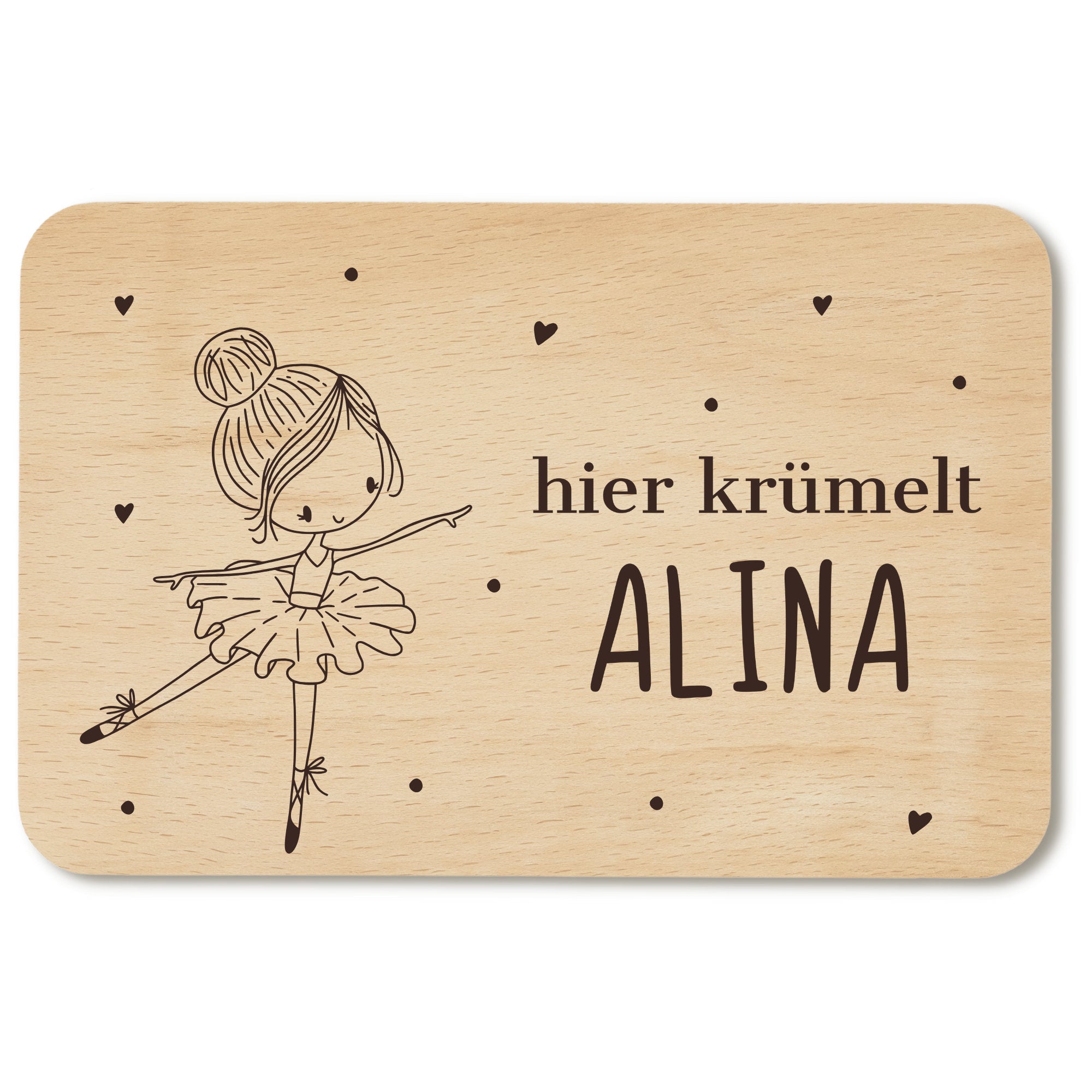 Personalisiertes Frühstücksbrettchen Ballerina - Individuelles Holzbrett für Kinder mit Namen